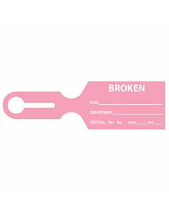 Ident-Alert® Message Tag "Broken" 8 1/2"x2 1/2" Pink 1000 per Case