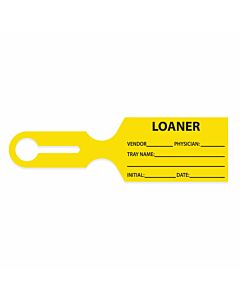 Ident-Alert® Message Tag for Trays "Loaner" 8 1/2"x2 1/2" Yellow 1000 per Case