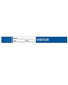 Visitor Pass Wristband Tamper-Evident Tyvek® Visitor Name: 1" x 10" Adult Blue - 1000 per Case