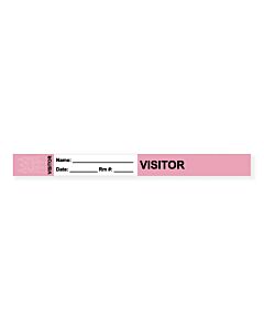 Visitor Pass Wristband Tamper-Evident Tyvek® Visitor Name: 1" x 10" Adult Pink - 1000 per Case