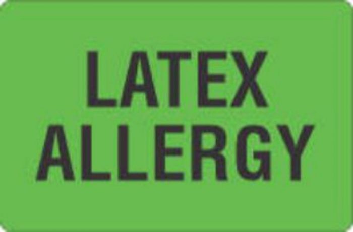Label Paper Permanent Latex Allergy 4" x 2 5/8", Green, 500 per Roll
