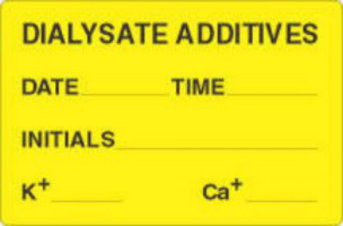 Label Paper Removable Dialysate Additives 4" x 2 5/8", Yellow, 500 per Roll