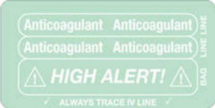 IV Label Piggyback Paper Permanent IV Anticoagulant IV 3" Core 1 1/2"x3 Light Green 1000 per Roll