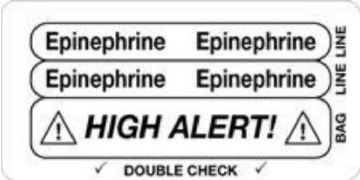 IV Label Piggyback Paper Permanent Epinephrine 3" Core 1 1/2"x3 White 1000 per Roll