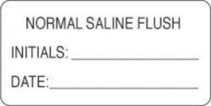 Label Paper Permanent Normal Saline Flush 2" x 1", White, 1000 per Roll