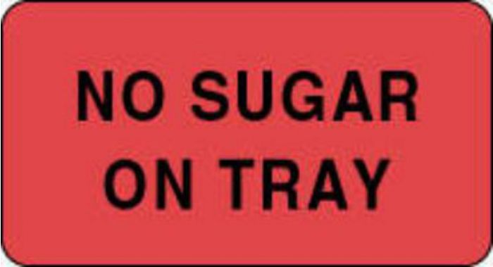 Label Paper Permanent No Sugar On Tray 1 5/8" x 7/8", Fl. Red, 1000 per Roll