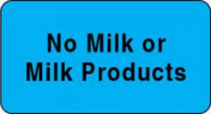 Label Paper Permanent No Milk Or Milk 1 5/8" x 7/8", Blue, 1000 per Roll