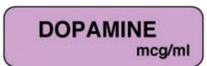 Anesthesia Label (Paper, Permanent) Dopamine mcg/ml 1 1/4" x 3/8" Lilac - 1000 per Roll