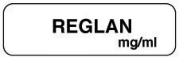 Anesthesia Label (Paper, Permanent) Reglan mg/ml 1 1/4" x 3/8" White - 1000 per Roll