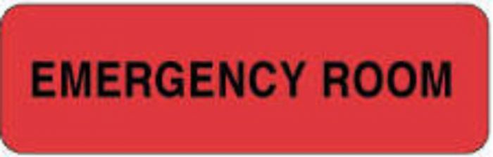Label Paper Permanent Emergency Room  2 7/8"x7/8" Red 1000 per Roll