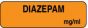 Anesthesia Label (Paper, Permanent) Diazepam mg/ml 1 1/4" x 3/8" Fluorescent Orange - 1000 per Roll