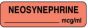 Anesthesia Label (Paper, Permanent) Neosynephrine mcg/ml 1 1/4" x 3/8" Fluorescent Orange - 1000 per Roll