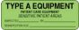 Label Paper Removable Type A Equipment 2 1/4" x 7/8", Fl. Green, 1000 per Roll