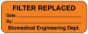 Label Paper Permanent Filter Replaced  2"x3/4" Fl. Orange 1000 per Roll