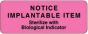 Label Paper Removable Notice Implantable 3" x 1", 1/8", Fl. Pink, 1000 per Roll