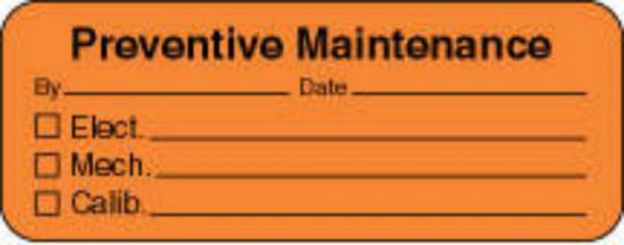 Label Paper Removable Preventative Main 2 1/4" X 7/8" Fl. Orange 1000 per Roll