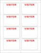 Visitor Pass Label Laser Paper Permanent "Visitor" 3-3/8" x 2-1/3" White - 8 per Sheet, 50 Sheets per Package