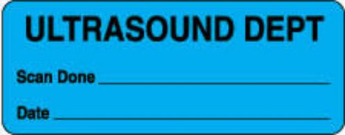Label Paper Permanent Ultrasound Dept Scan 2 1/4" x 7/8", Blue, 1000 per Roll