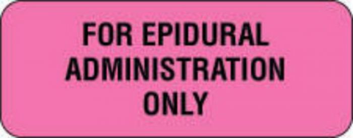Communication Label (Paper, Permanent) For Epidural 2 1/4" x 7/8" Fluorescent Pink - 1000 per Roll