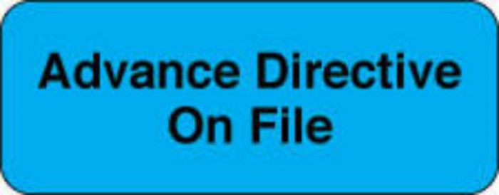 Label Paper Permanent Advance Directive On  2 1/4"x7/8" Blue 1000 per Roll