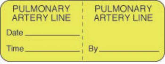 IV Label Wraparound Paper Permanent Pulmonary| Pulmonary  2"x3/4" Fl. Yellow 1000 per Roll