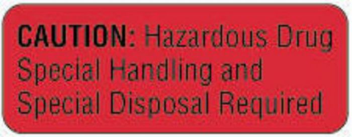 Communication Label (Paper, Permanent) Caution: Hazardous 2" x 3/4" Fluorescent Red - 1000 per Roll