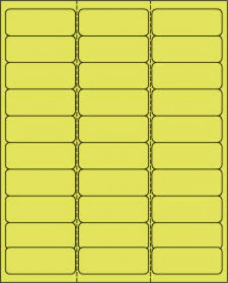 Chart Labels Laser Portrait 2 5/8"x1 Fluorescent Yellow - 30 per Sheet, 30 Sheets per Pack