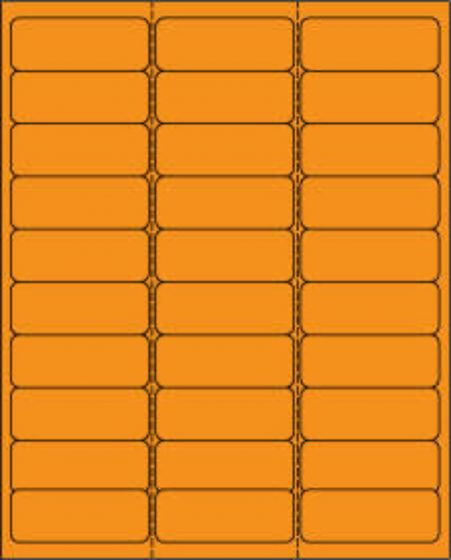 Chart Labels Laser Portrait 2 5/8"x1 Fluorescent Orange - 30 per Sheet, 30 Sheets per Pack