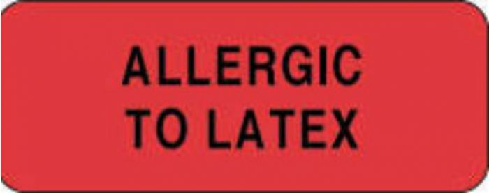 Label Paper Permanent Allergic To: Latex  2 1/4"x7/8" Fl. Red 1000 per Roll