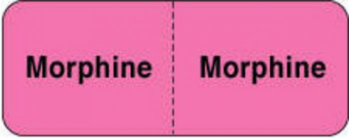 IV Label Paper Permanent Morphine Morphine  2 1/4"x7/8" Fl. Pink 1000 per Roll