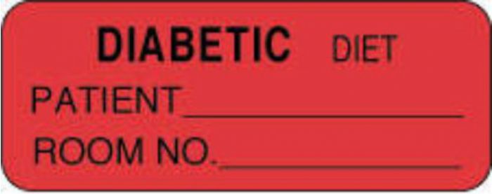 Label Paper Permanent Diabetic Diet  2 1/4"x7/8" Fl. Red 1000 per Roll