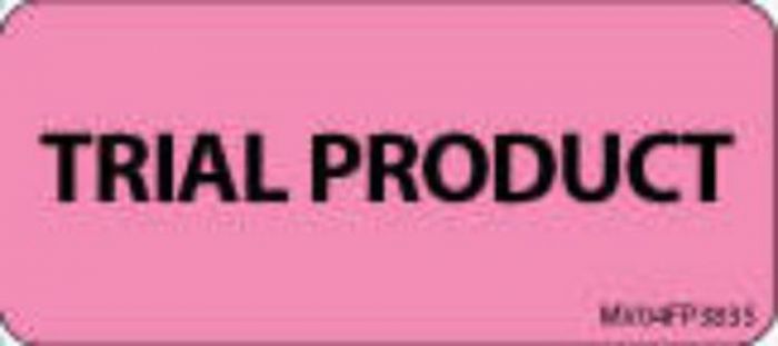 Label Paper Removable Trial Product, 1" Core, 2 1/4" x 1", Fl. Pink, 420 per Roll