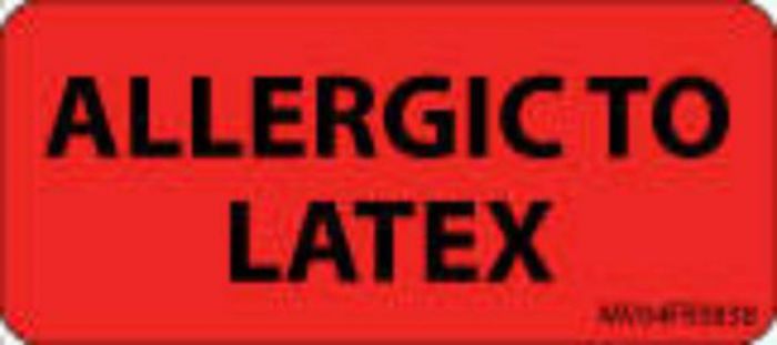 Label Paper Permanent Allergic To: Latex 1" Core 2 1/4"x1 Fl. Red 420 per Roll