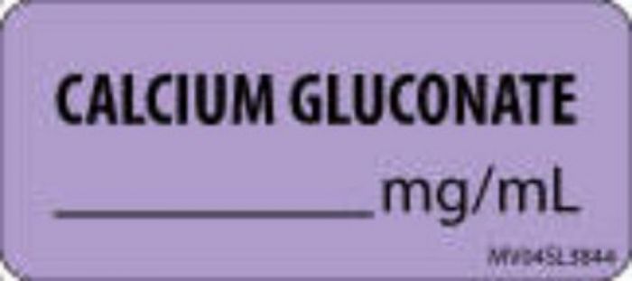 Label Paper Removable Calcium Gluconate, 1" Core, 2 1/4" x 1", Lavender, 420 per Roll