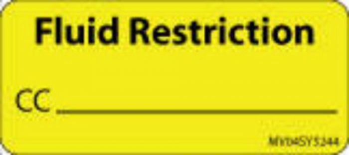 Label Paper Permanent Fluid Restriction 1" Core 2 1/4"x1 Yellow 420 per Roll