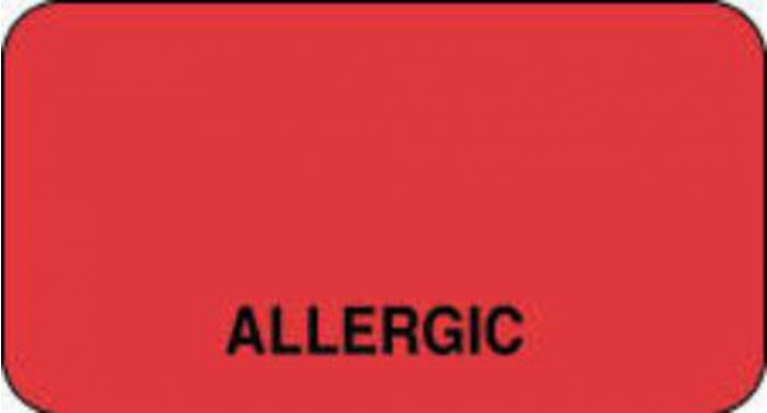 Label Paper Permanent Allergic  1 5/8"x7/8" Fl. Red 1000 per Roll