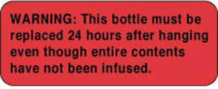 Label Paper Permanent Warning: This Bottle 2 1/4" x 7/8", Fl. Red, 1000 per Roll