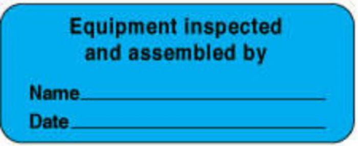 Label Paper Removable Equipment Inspected 2 1/4" x 7/8", Blue, 1000 per Roll