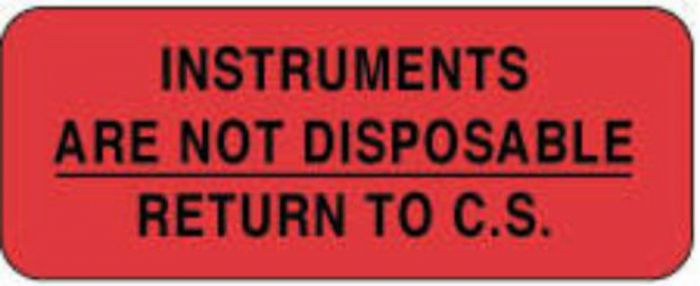 Label Paper Removable Instruments Are Not 2 1/4" x 7/8", Fl. Red, 1000 per Roll