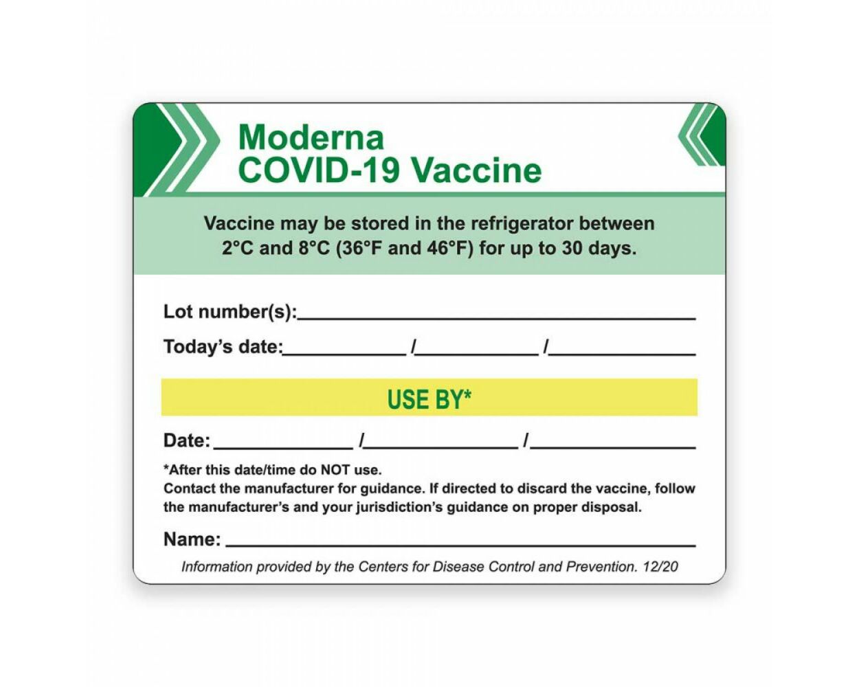 COVID-19 Vaccine Beyond Use Date Storage Labels - Maxpert Medical