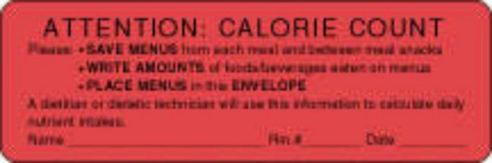 Label Paper Permanent Attention: Calorie 1 1/2" Core 6"x2 Fl. Red 250 per Roll