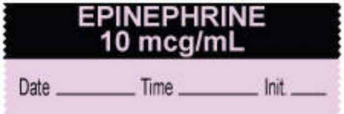 Anesthesia Tape with Date, Time & Initial (Removable) "Epinephrine 10 mcg/ml" 1/2" x 500" Violet and Black - 333 Imprints - 500 Inches per Roll