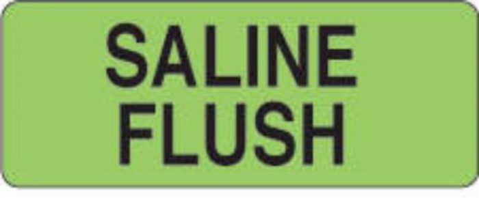 IV Label Paper Permanent Saline Flush  2 1/4"x7/8" Fl. Green 1000 per Roll