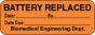 Label Paper Permanent Battery Replaced  2"x3/4" Fl. Orange 1000 per Roll
