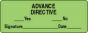 Label Paper Permanent Advance Directive  2"x3/4" Fl. Green 1000 per Roll