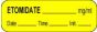 Anesthesia Label with Date, Time & Initial (Paper, Permanent) Etomidate mg/ml 1 1/2" x 1/2" Yellow - 1000 per Roll