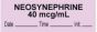 Anesthesia Tape with Date, Time & Initial (Removable) "Neosynephrine 40 mcg/ml" 1/2" x 500" Violet - 333 Imprints - 500 Inches per Roll