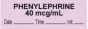 Anesthesia Tape with Date, Time & Initial (Removable) "Phenylephrine 40 mcg" 1/2" x 500" Violet - 333 Imprints - 500 Inches per Roll