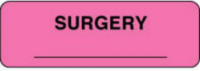 Communication Label (Paper, Permanent) Surgery 1 1/2" x 1/2" Fluorescent Pink - 1000 per Roll
