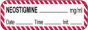 Anesthesia Label with Date, Time & Initial (Paper, Permanent) Neostigmine mg/ml 1 1/2" x 1/2" White with Fluorescent Red - 1000 per Roll